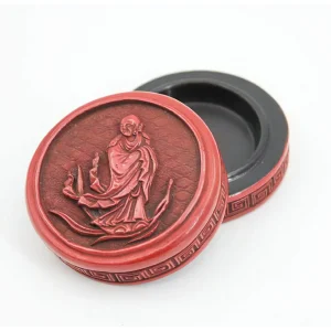 達磨紋堆朱香合