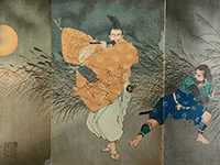 月岡芳年「藤原保昌月下弄笛図」