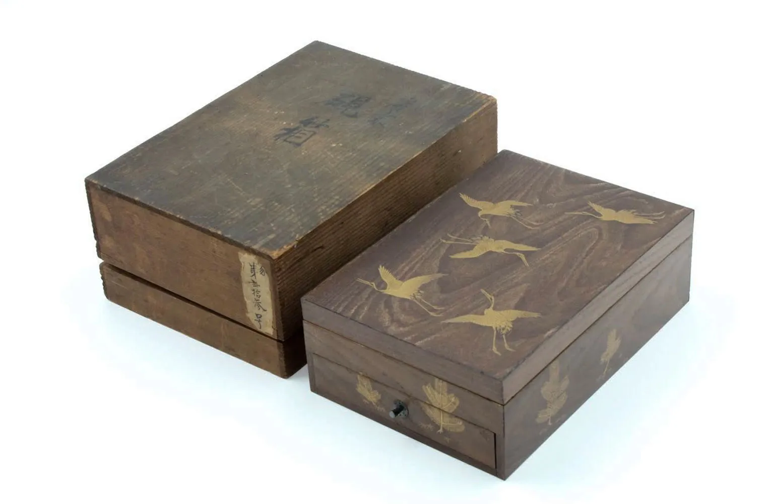 飛鶴紋蒔絵硯箱