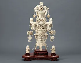 象牙透彫天球大香炉